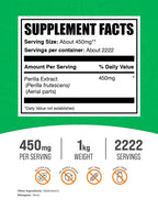 BulkSupplements.com Perilla Extract Powder - Perilla Frutescens Supplement, Herbal Supplement - Vegan & Gluten Free, 450mg per Serving, 1kg (2.2 lbs) (Pack of 1)