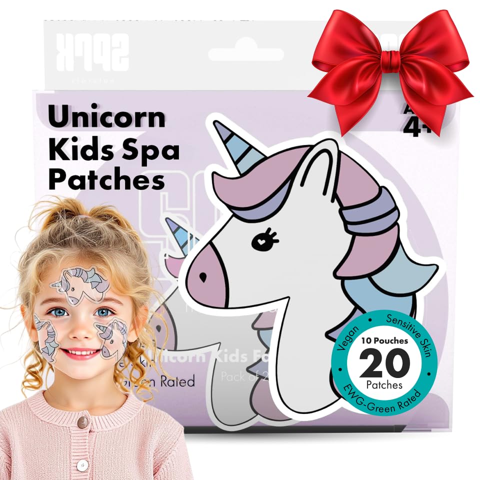 Unicorn Kids Face Masks Skincare Set (20pcs), Organic Vegan & Kid Safe Skin Care Ages 4+, Cute Animal Sheet Masks for Girls, Spa Day, Sleepover, Slumber Party Favors, Stuffs and Gifts for Little Girls