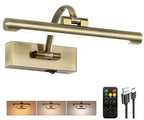 Tassuowell Wireless Picture Lights for Wall,12 Inch Battery Operated Picture Light,3CCT Dimmable Lights for Pictures on Wall with Timer and Remote for Display Photo Frame (Antique Bronze, 12inch)