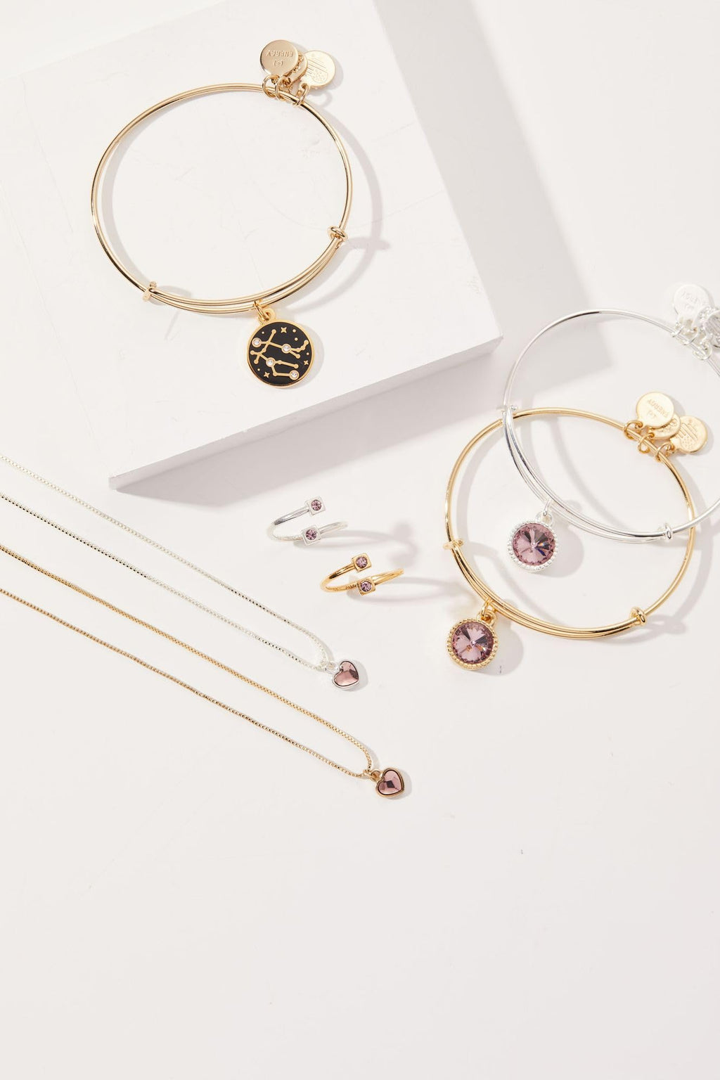 ALEX AND ANI Birthstones Expandable Bangle for Women, June, Pink Light Amethyst Crystal, Shiny Gold Finish, 2 to 3.5 in