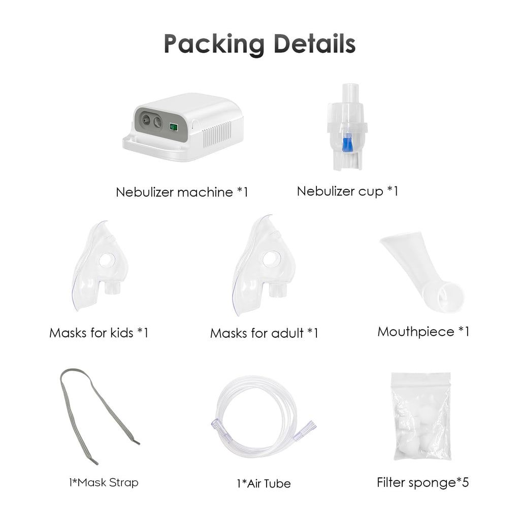 Nebulizer Machine for Adults & Kids with Mouthpiece and Mask, Desktop Compressor & Jet for Home Use-0518-CNB69025-LUE-B4
