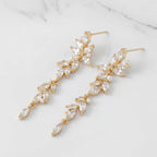 SWEETV Marquise Cubic Zirconia Dangle Earrings for Women, Crystal Wedding Bridal Drop Earrings for Brides Bridesmaids, 18K Gold Plated Chandelier Earrings for Anniversary Prom Jewelry Gift, Style01