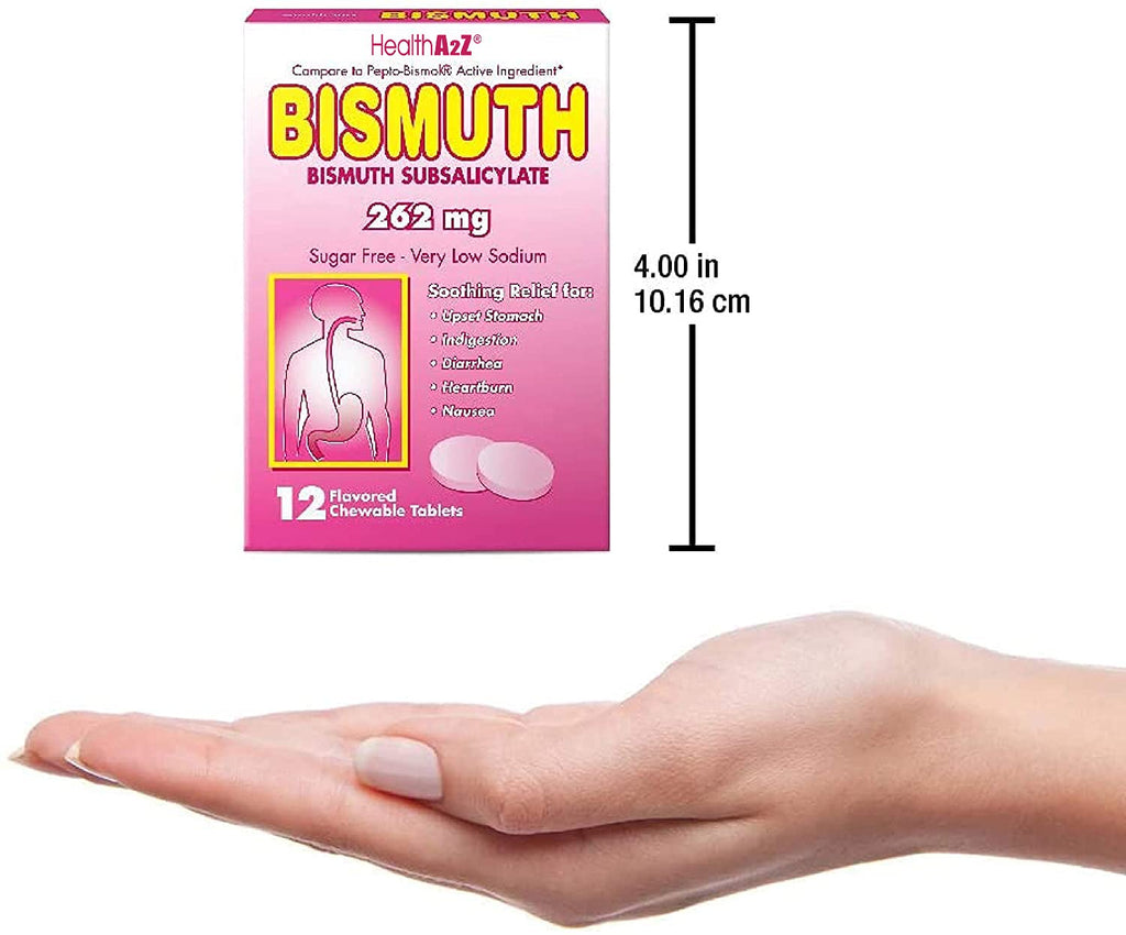 HealthA2Z® Bismuth | Bismuth Subsalicylate 262mg | Multi-Symptom Relief | (24 Pack (288 Tablets))