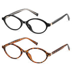 PUBOWT Oval Reading Glasses for Women Men Blue Light Blocking Computer Readers Retro Fashion Small Frame Trendy Vintage Vintage Eyewear PT2009 2Pack Black Demi +1.5 x Strength