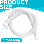1-1/4 Inch x 3ft Foot Long White Above Ground Pool Flex Connection Hose with 2 Metal Clamps for Pump 330 GPH, 530 GPH, and 1,000 GPH Compatible with Intex Coleman Summer Waves Pool Skimmer (2)