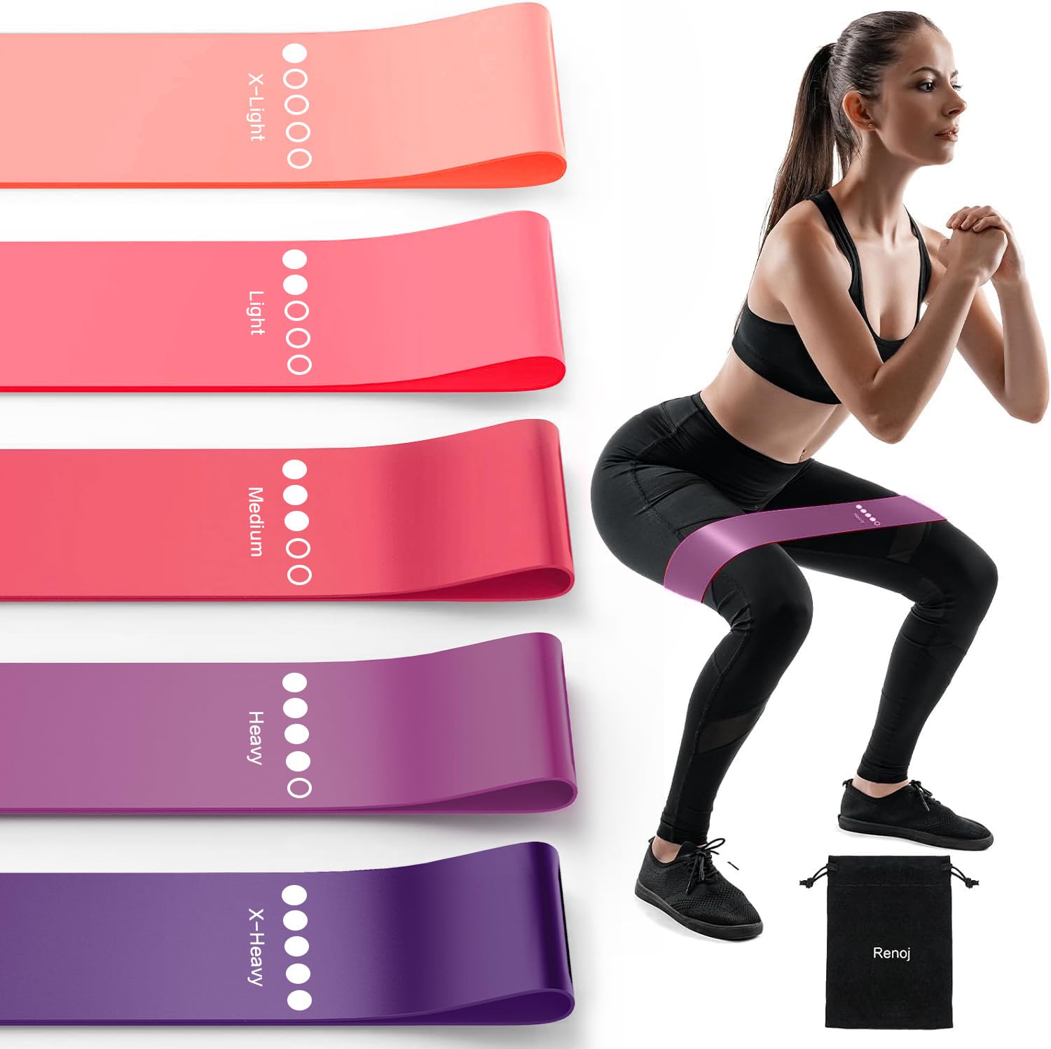 Resistance Bands for Working Out, Elastic Exercice Loop Bands for Physical Therapy, Yoga Starter Set of Stretch Bands for Booty Legs, Pilates Flexbands