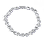 ZOEY Angelic Tennis Bracelet - 18K White Gold Plated 7.3-8.3in, 8mm (1/3 inch) Wide with Detachable Extender, Adjustable Women's Jewelry