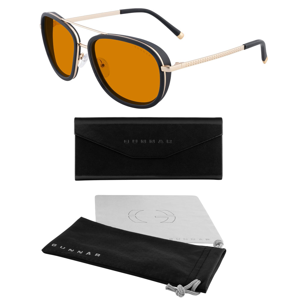 GUNNAR Computer Glasses - Dume Gold Amber Max Lens - Blue Light Blocking Anti Glare