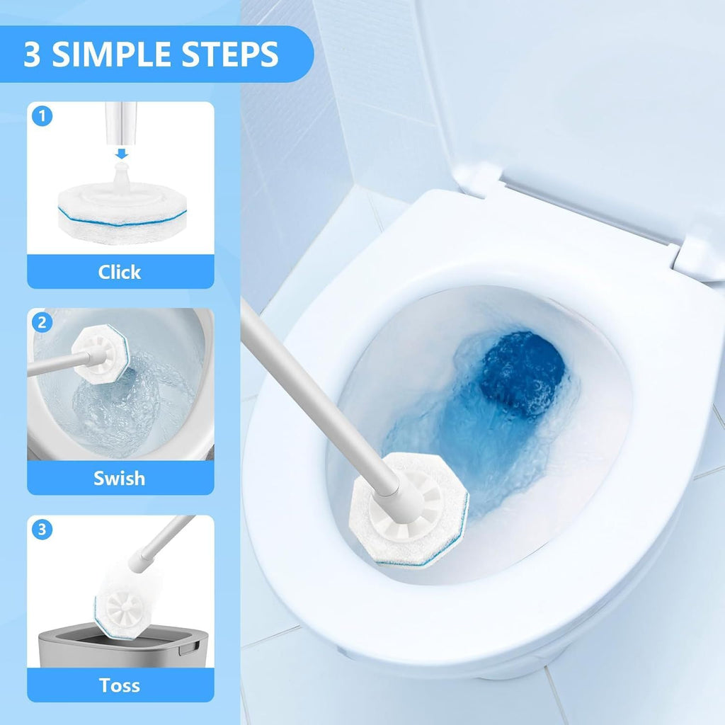 Ganliving 50 Count Disposable Toilet Brush Refills, Toilet Bowl Cleaner, Compatible with Most Toilet Wand for Home and Bathroom Cleaning