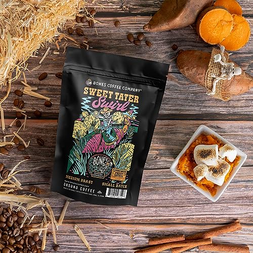 Bones Coffee Company Fall Flavors Sample Pack Gift Set, Medium Roast Ground Coffee Low Acid Flavored Coffee Beans (4 oz, Pack of 5)