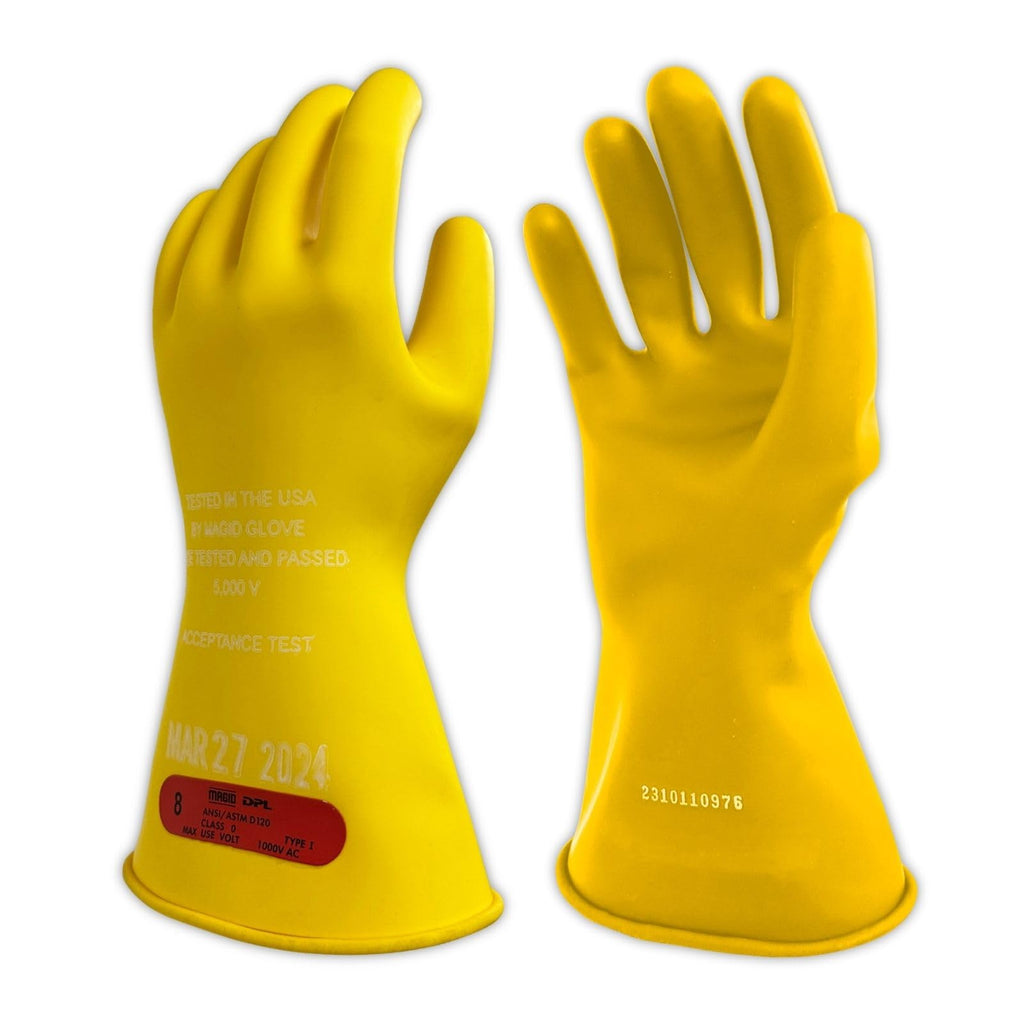 MAGID Insulating Electrical Gloves, Size 10, 12 Pair, Class 0 | Cuff Length - 11", Lineman, Electrician, Voltage Gloves Yellow, M011Y10