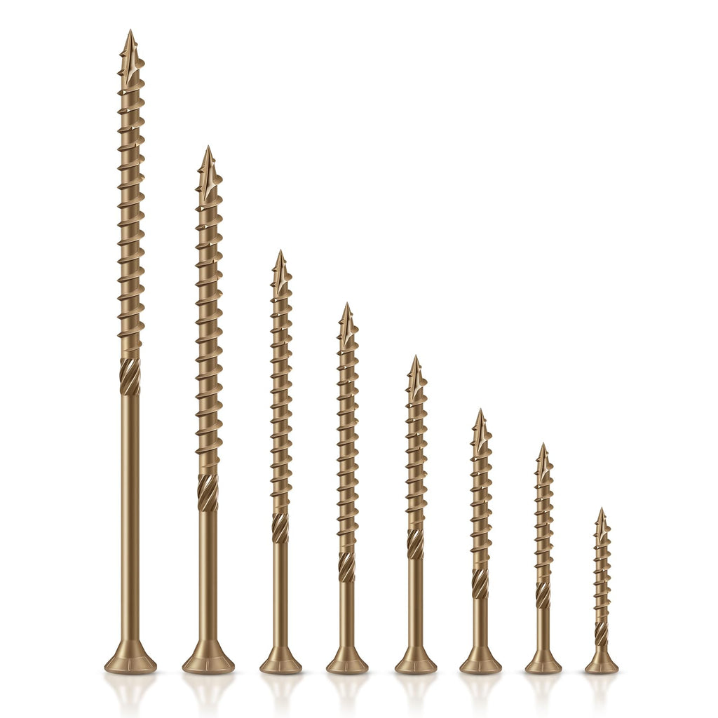 BNUOK #8 Deck Screws 1-1/4" Exterior Decking Wood Screws Heavy-Duty Outdoor Torx Drive Head,Bronze Rust Resistant Epoxy Coated for Timber,Fence,Star Bit(2.5Ib,436Pcs)