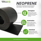 Neoprene Rubber Sheet, Rolls, Strips 3/32" (.093") Thick x 10" Wide x 10' Long Solid Rubber