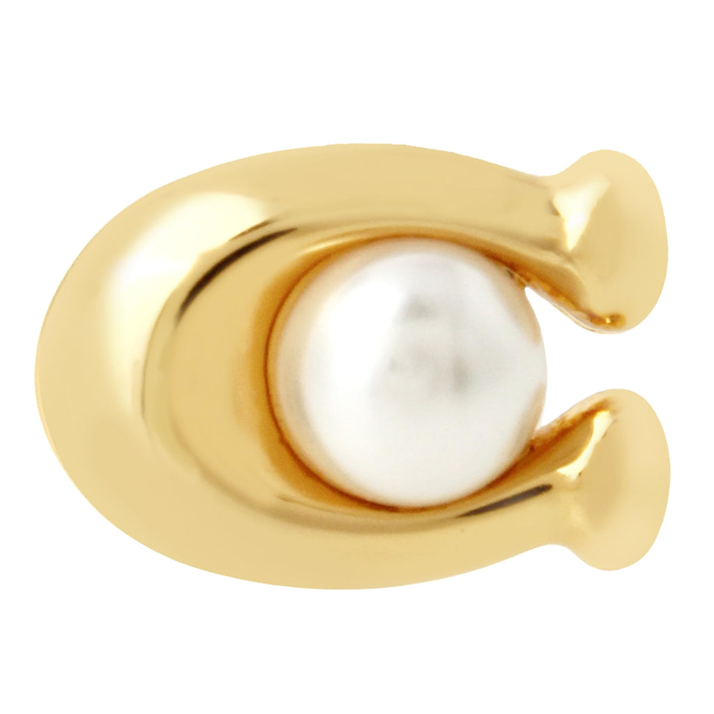 COACH Pearl C Stud Earrings White Pearl One Size