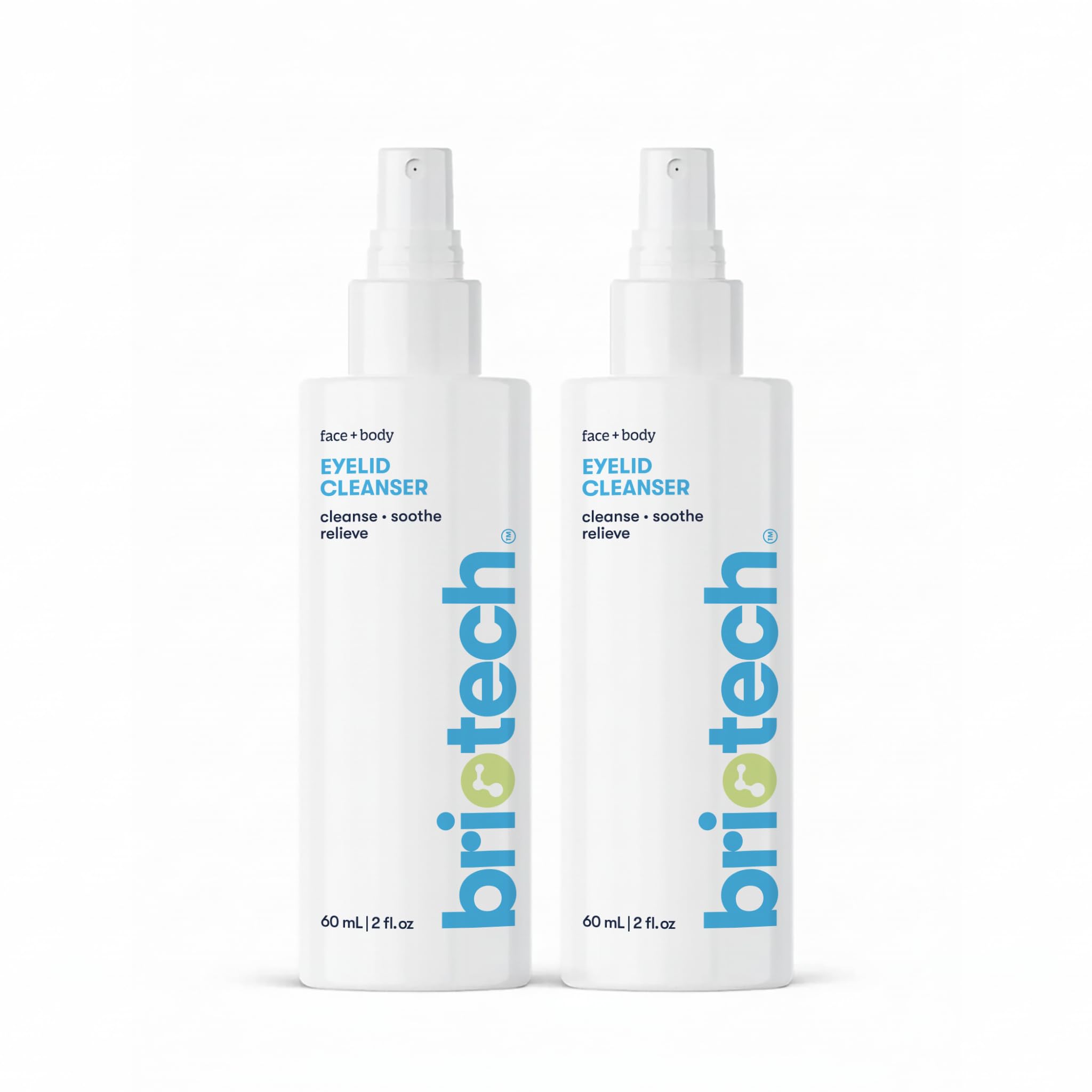 BRIOTECH Eyelid Cleanser, Hypochlorous Acid Spray, Lid & Eyelash Cleanser, Soothe Sensitivities, Calm Redness & Bumps, Support Against Irritation, Vegan, Travel Size 2 Fl oz (2 Pack)