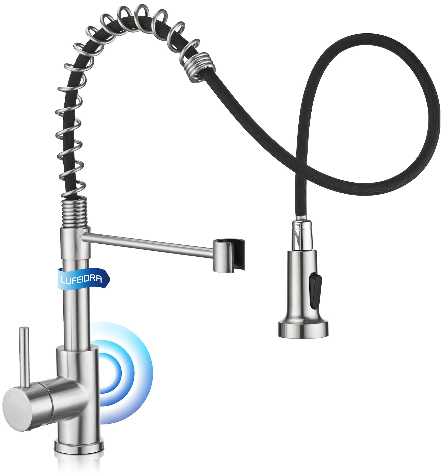 LUFEIDRA Touchless Kitchen Faucet with Pull Down Sprayer-Brushed Nickel Kitchen Faucet with Side Motion Sensor, Smart Hands-Free Spring Kitchen Sink Faucet for Modern Rv Outdoor Laundry Bar Sink