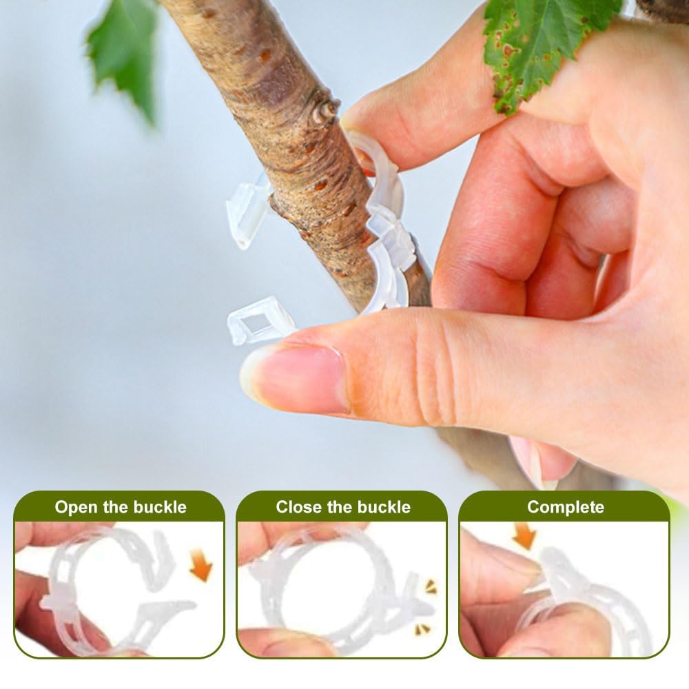 Secured Plastic Plant Clip, 2025 New Garden Plant Support Clips for Climbing Plants, Plastic Trellis Clips Tomato Grape Vine Vegetables Plant Fixing Clips (50, Green)