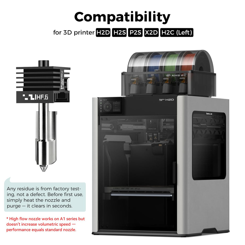 ENOMAKER BambooLab H2D,X2D,P2S High Flow Hotend,Hardened Steel 0.6mm Nozzle