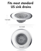 Sink Drain Strainer, Reversible Easy Clean Mesh Sink Strainer with 304 Stainless Steel, Wokdada Revolutionary Anti-Rust Large Kitchen Sink Strainer Food Catcher for Garbage Disposal Without Clogging