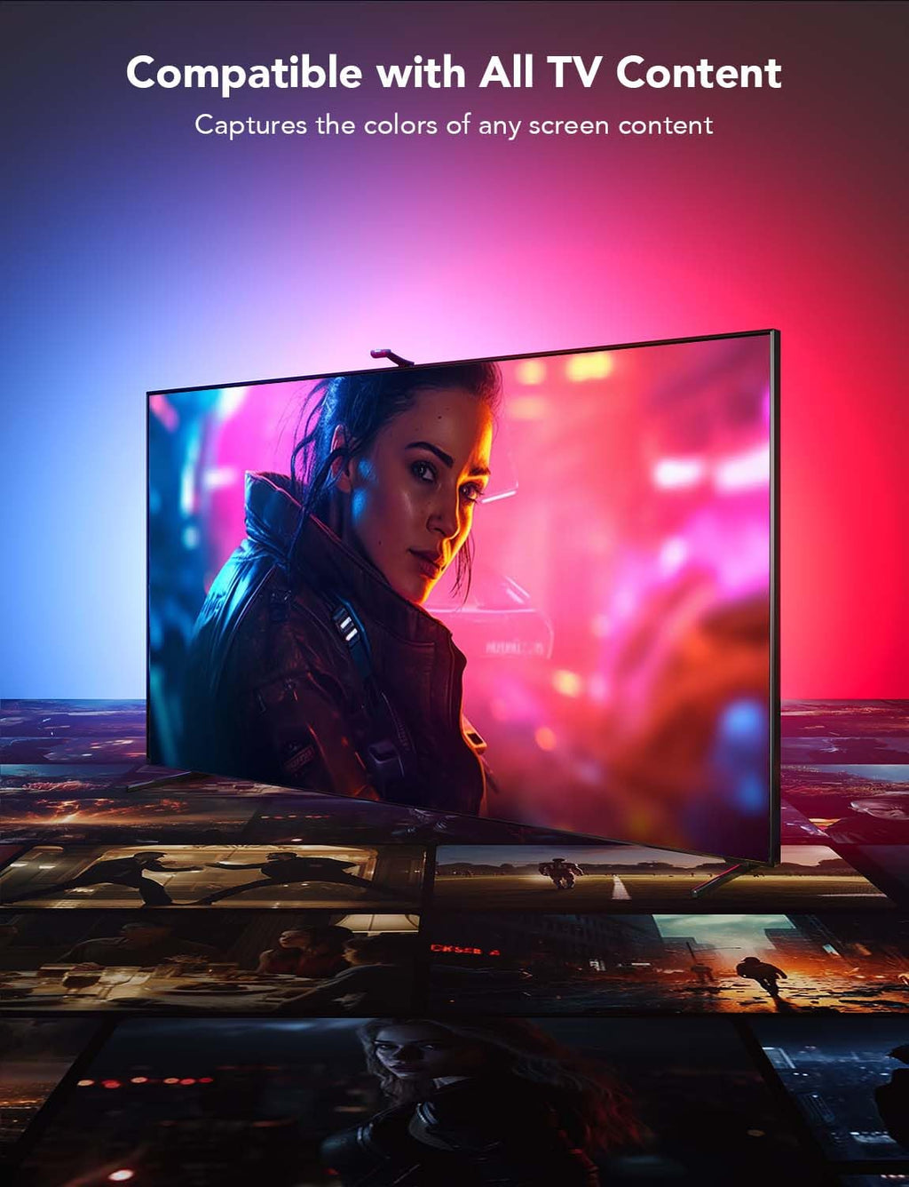 Govee Envisual TV LED Backlight T2 with Dual Cameras, 11.8ft RGBIC Wi-Fi LED Strip Lights for 55-65 inch TVs, Double Strip Light Beads, for Home Decorations, Smart App Control, Music Sync