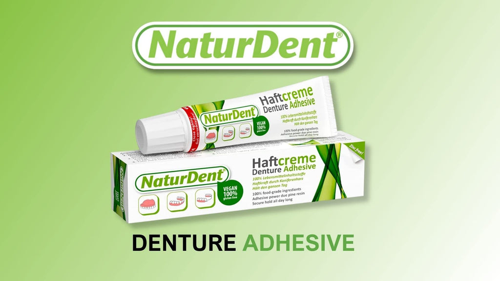 Natural Strong Denture Adhesive NaturDent holds Dentures Longer and Stronger No Zinc No Petrochemical No Paraben No Yucky Taste