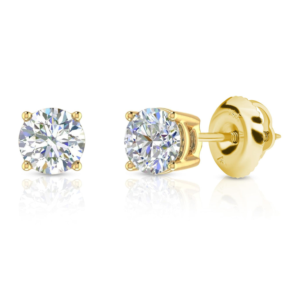 Amazon Essentials 0.25 to 1 Carat IGI Certified Solitaire Lab Grown Diamond Stud 14k Gold 4 Prong Round Cut Earrings (G-H Color VS1-VS2 Clarity)