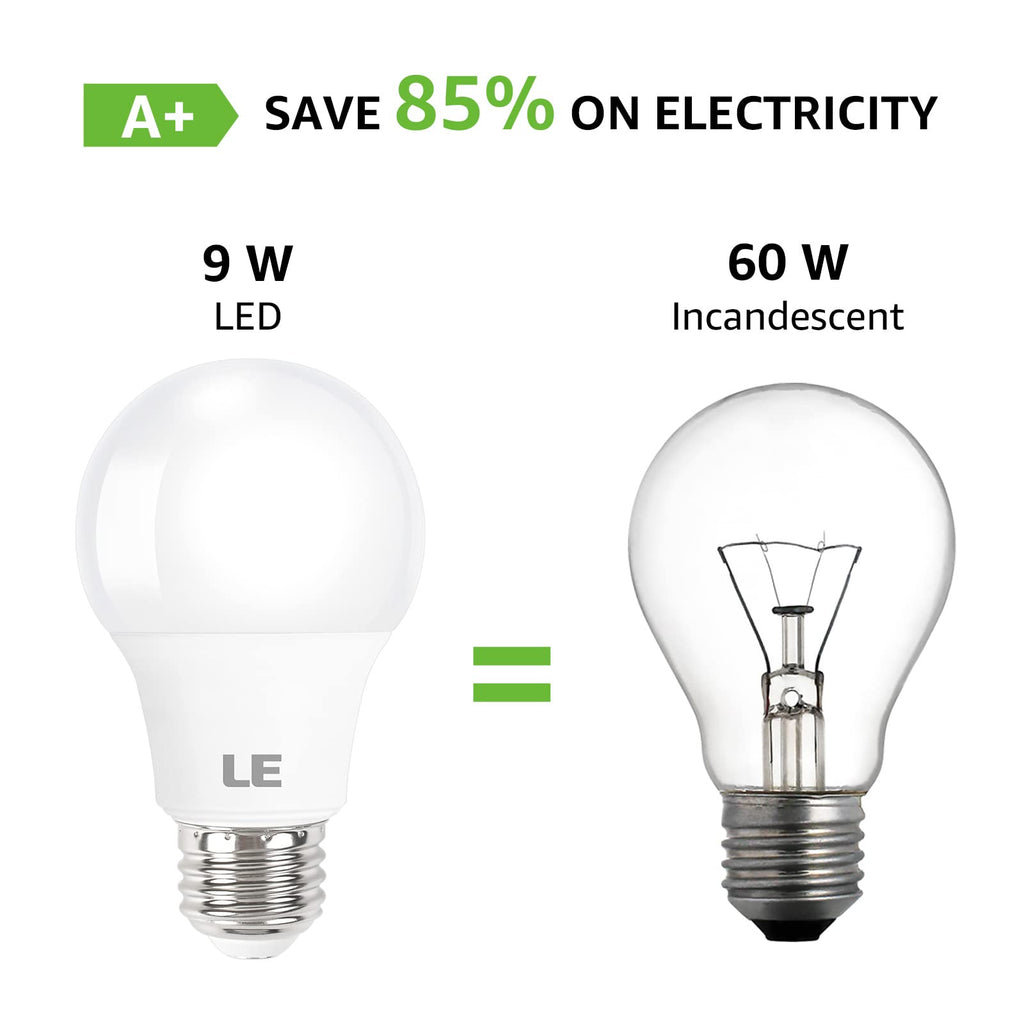Lepro A19 E26 LED Light Bulbs 9W 800 Lumens Daylight White 5000K 5 Pack