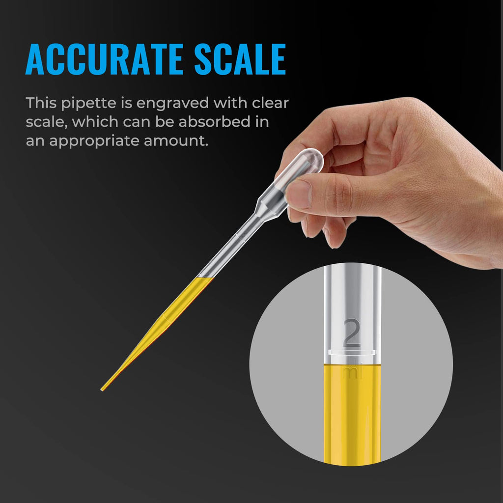 Vabiooth 100Pcs 3mL Disposable Plastic Transfer Pipettes Calibrated Dropper for Science Experiment, Art, and DIY - Easy-to-Use and Safe