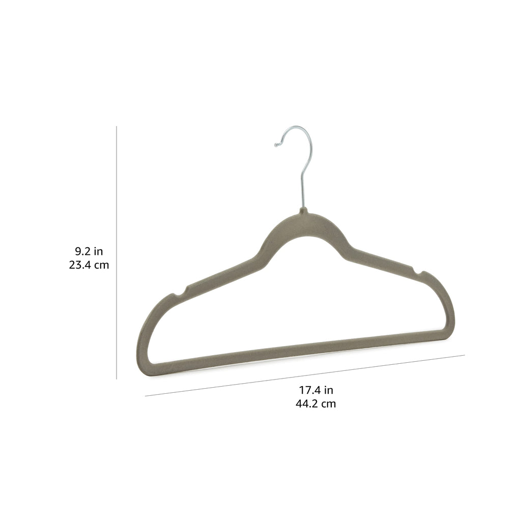 Amazon Basics Slim Velvet Non-Slip Space Saving Suit Clothes Hangers, Sturdy Metal, Gray/Silver, 30-Pack
