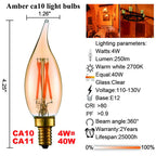 LiteHistory Dimmable 4W 2200K Amber CA10 led Bulb E12 Candelabra led 250lm, Warm White, 40W Flame tip 6Pack