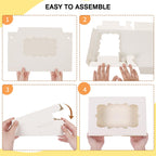 TOMNK 60pcs Cookie Boxes with 3 Style Window, 12x8x2.5in White Bakery Boxes