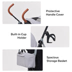 TerraPede 10lbs Ultra-Lightweight Pet Stroller - Compact Folding Umbrella Stroller with Durable Shoulder Strap, 3-Compartment Organizer & Cup Holder - Portable Dog Cat Travel Carriage, Dark Gray