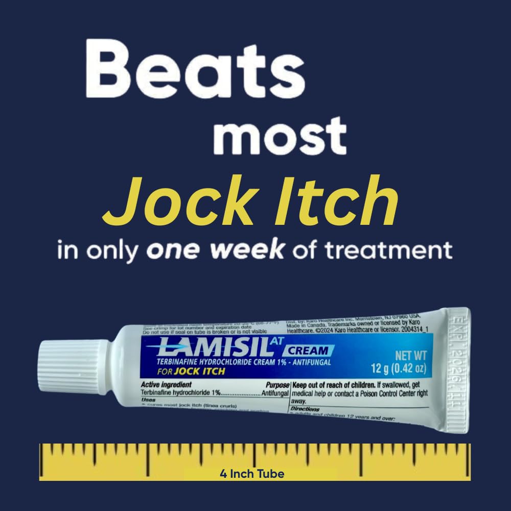 Lamisil Jock Itch Antifungal Cream, 1 Week Treatment, Clinically Proven, Fast and Effective Symptom Relief of Itching, Burning and Redness. 42 oz (12g) (Pack of 2)