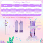 Meland Mermaid Dress for Girls, Princess Dress Up Costume Gift (3-4 Years)