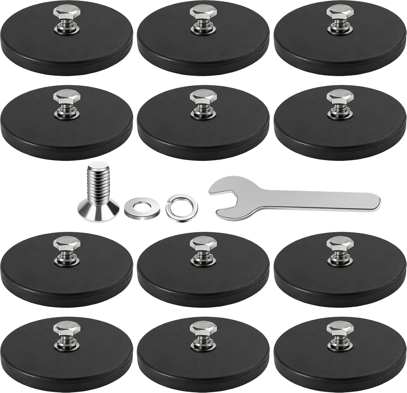 DIYMAG Rubber Coated Mounting Magnets 1/4in 120lbs 12pcs