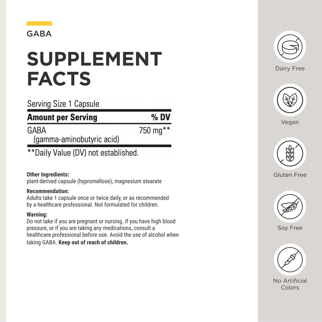 Integrative Therapeutics GABA - Brain Health Supplement that Supports Nerve Cell Function* - Support Neurochemical Balance & Neurotransmitter Production* - Dairy-Free - 60 Capsules (60 Servings)
