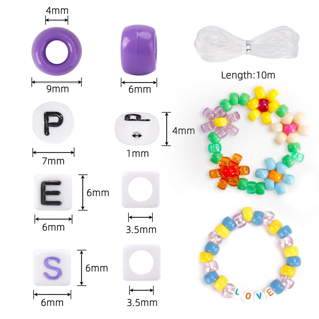 Quefe 48 Colors 4000pcs Pony Beads Bracelet Making Kit with Letter Beads