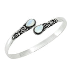925 Silver Plated Natural Moonstone Cuff Bracelet for Women