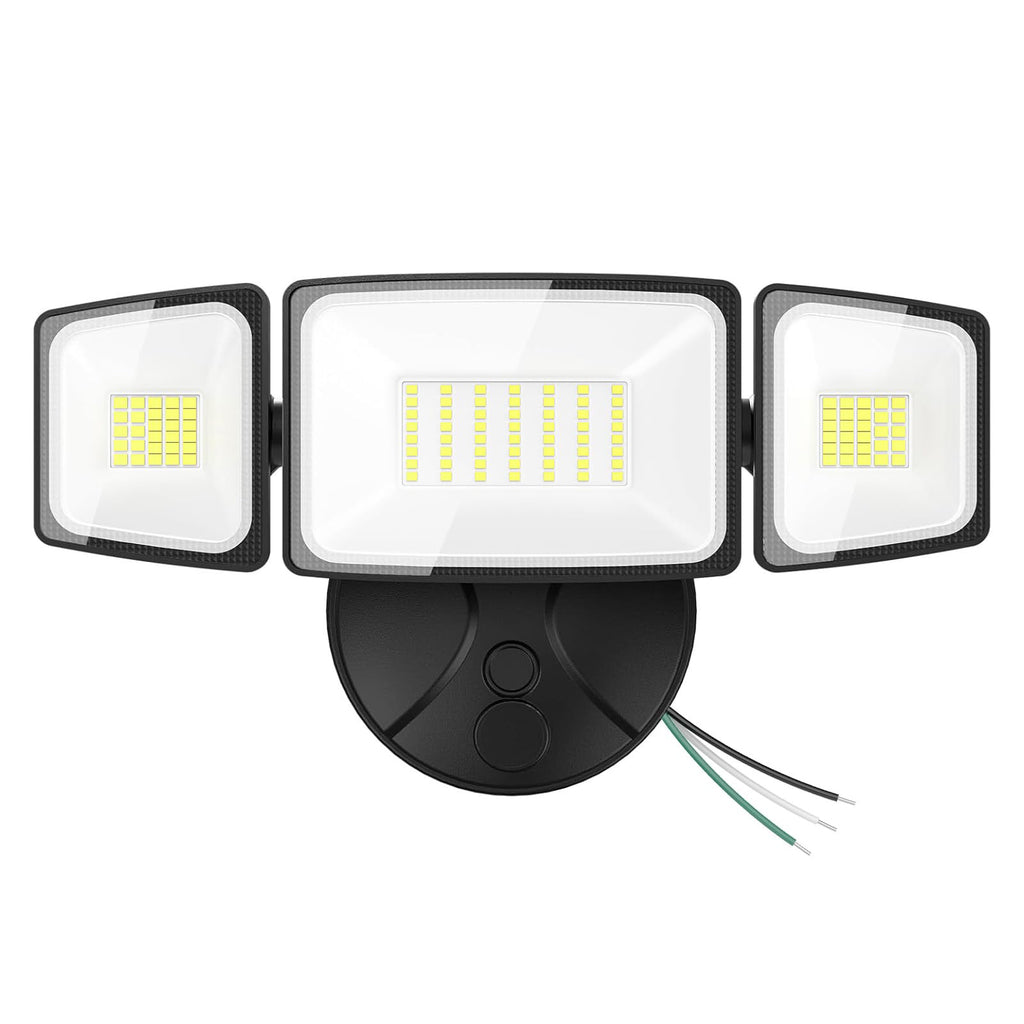 Onforu 75W Flood Lights Outdoor, 7000LM Brightness Security Lights Switch Controlled, 3 Adjustable Heads, IP65 Waterproof, 6500K Wall Mount Exterior LED Flood Light