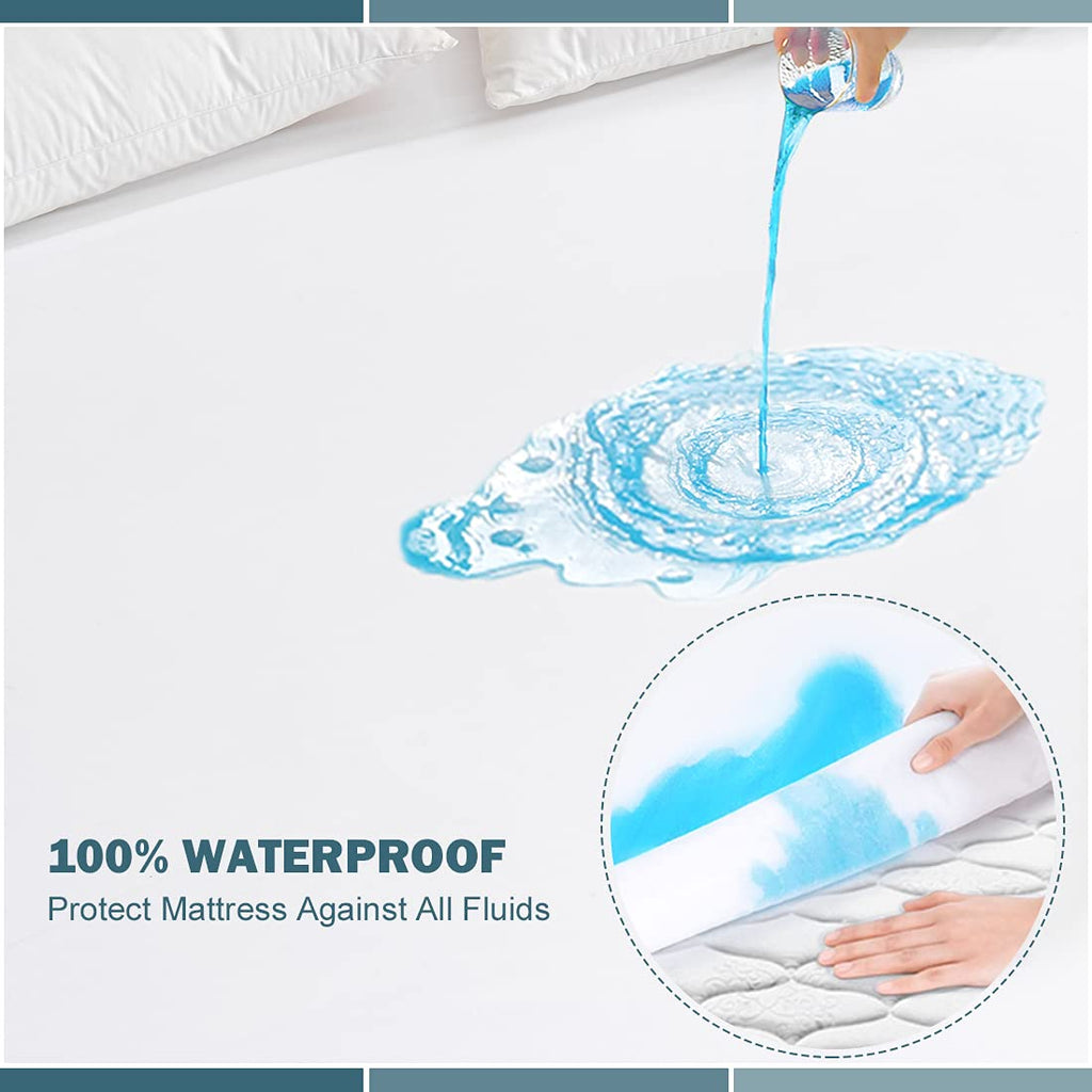 2 Pack Twin Waterproof Mattress Protector Deep Pocket Mattress Cover, Soft Breathable Mattress Pad, Fitted Noiseless Waterproof Bed Cover Stretch to 19"