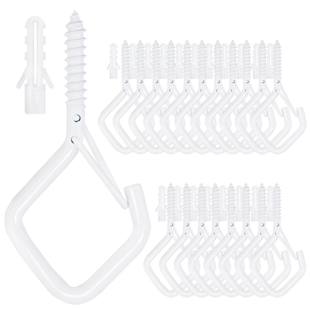 Sexoeie 20PCS Eye Screw Hooks for Hanging Heavy Duty with Safety Buckle.Metal Ceiling Hooks for Hanging Plants,Cup,Wind Chime,Bird Feeders,String Lights at Indoor&Outdoor,2.36 Inch（No Drill Bit