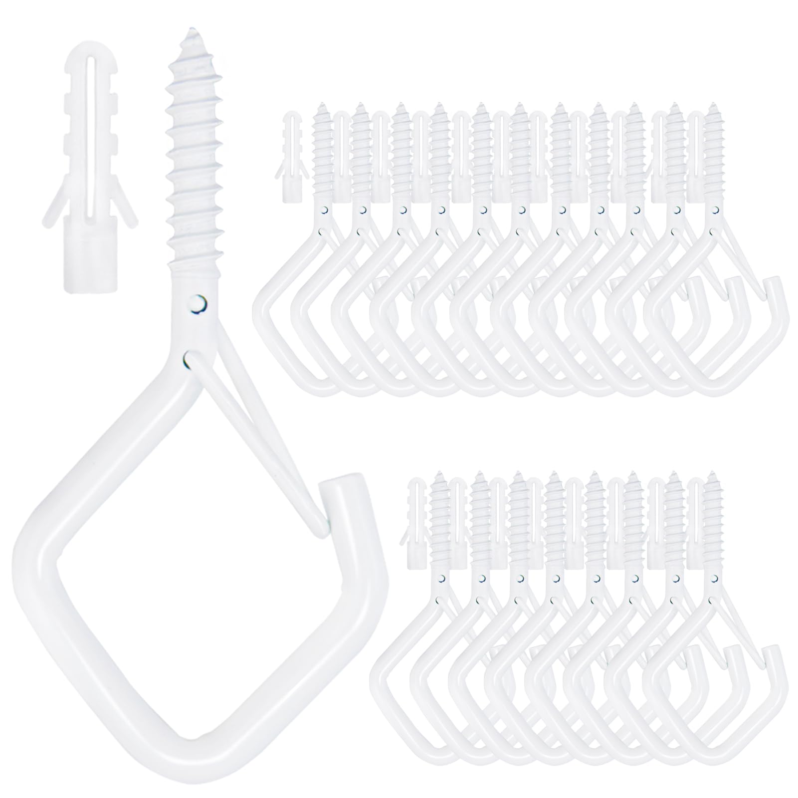 Sexoeie 20PCS Eye Screw Hooks for Hanging Heavy Duty with Safety Buckle.Metal Ceiling Hooks for Hanging Plants,Cup,Wind Chime,Bird Feeders,String Lights at Indoor&Outdoor,2.36 Inch（No Drill Bit