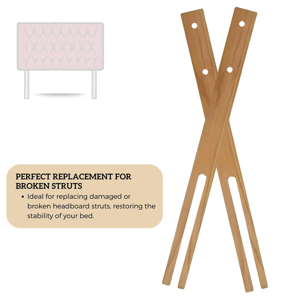 AQS INTERNATIONAL Pair of Headboard Struts - Multifit Hardwood Strong Legs - Wooden Headboards Support Multi Fit Slotted & Pre Drilled Screws - Bedroom Bed Frame Anit Shake Tool 61cm