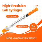1ml Syringe with 30G 1/2-Inch(12.7mm), Individually Wrapped, 100-Pack Scientific Lab Syrings
