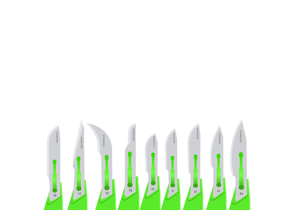 Cynamed Disposable Scalpel Blades| Sharp, Tempered Stainless-Steel Blades | Pack of 10 Sterile Scalpel Knives| Plastic Handle| Individual Pouches| for Dermaplaining, Crafts & More (No.15)