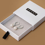KEZEF Pearl Drop Earrings for Women, White Gold Plated Sterling Silver