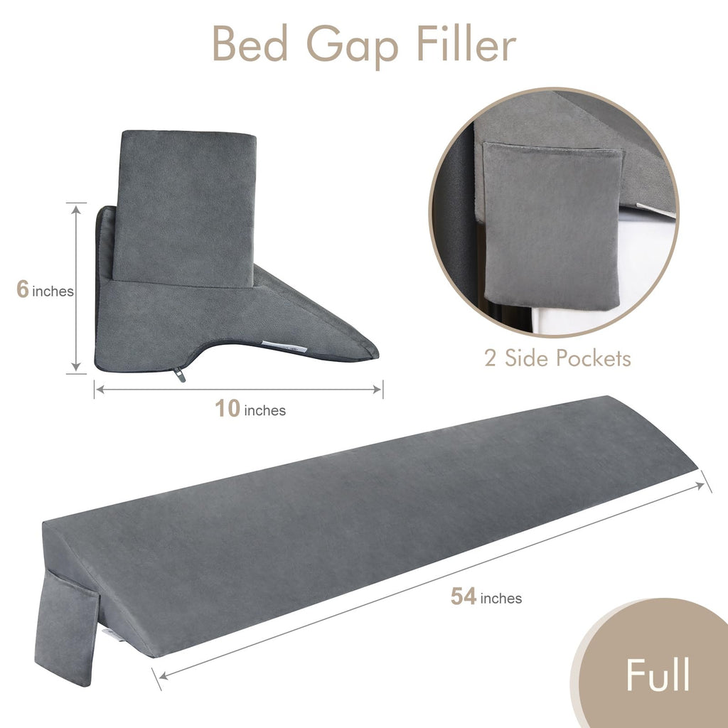 Vekkia Bed Wedge Pillow/Headboard Pillow/Foam Mattress Wedge,Bed Gap Filler to Close Gap (0-3.5") Between Headboard and Mattress