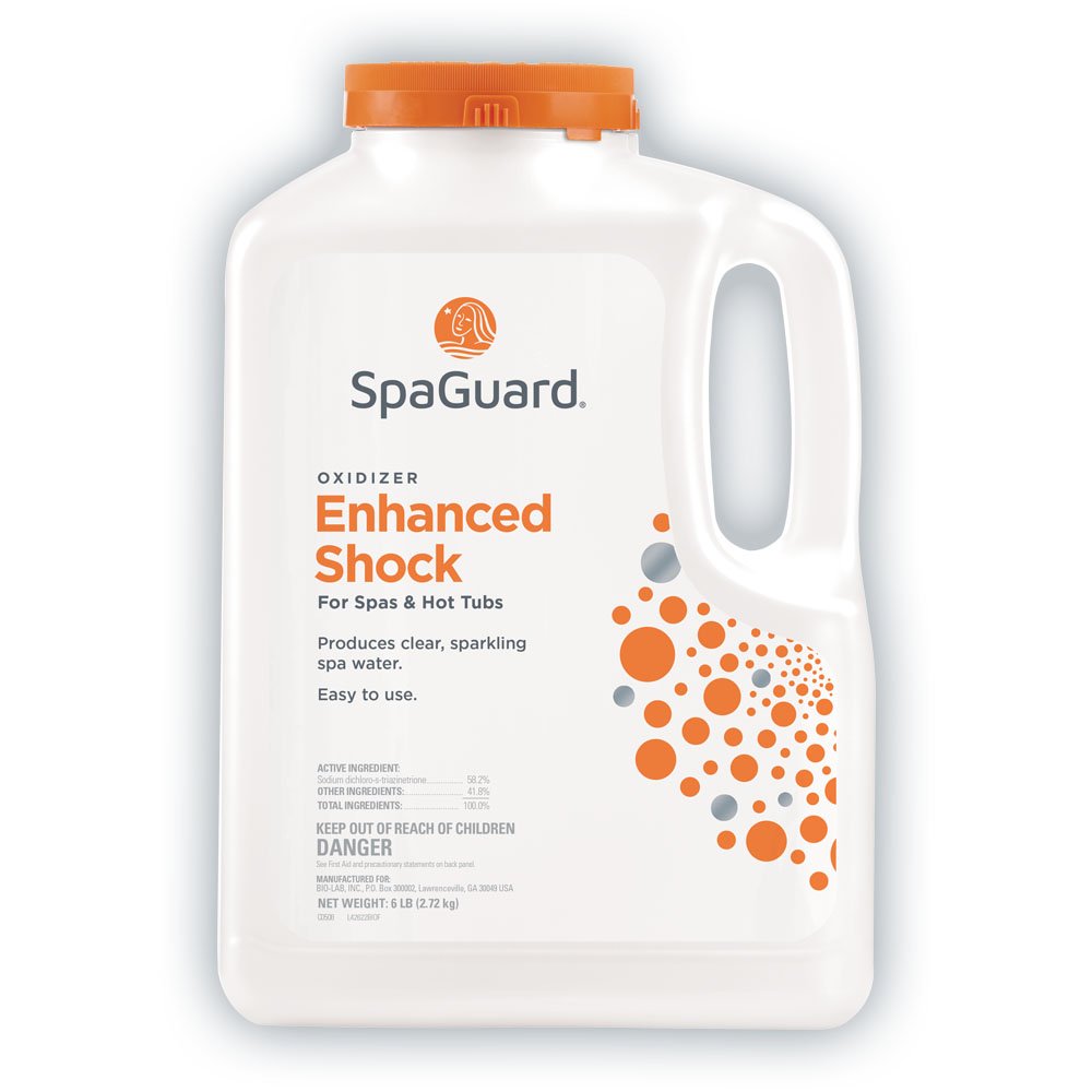 SpaGuard Enhanced Shock, 6 lb, Multipurpose Shock for Spas & Hot Tubs, Produces Clear & Sparkling Spa Water, Easy to Use, Removes Unpleasant Odors