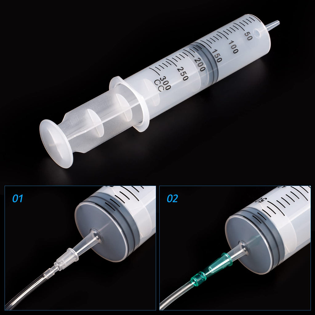 300ml/cc Syringes with Tube 40 Inch Handy Plastic Tubing and Adapter Tip