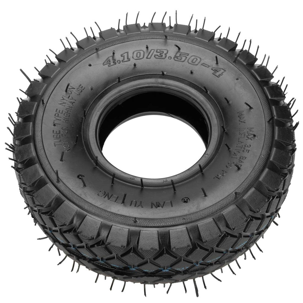FVRITO Set of Two 4.10/3.50-4 4.10-4 410-4 Tire and Inner Tube with Bent Valve Stem Replacement for Lawn Mower Hand Truck Wheelbarrow Trailers Dollies Wagon Snowblower Compressor Generator Go kart